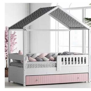 Moon Pink Grey Yavrulu Montessori Yatak