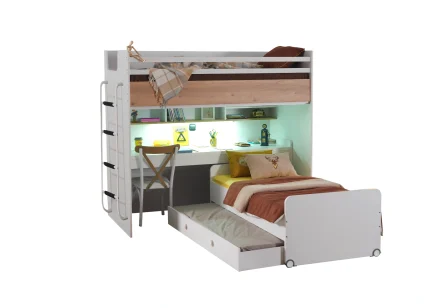 FENİX -  Akıllı Ranza Metal Merdivenli 100*200 Ceviz